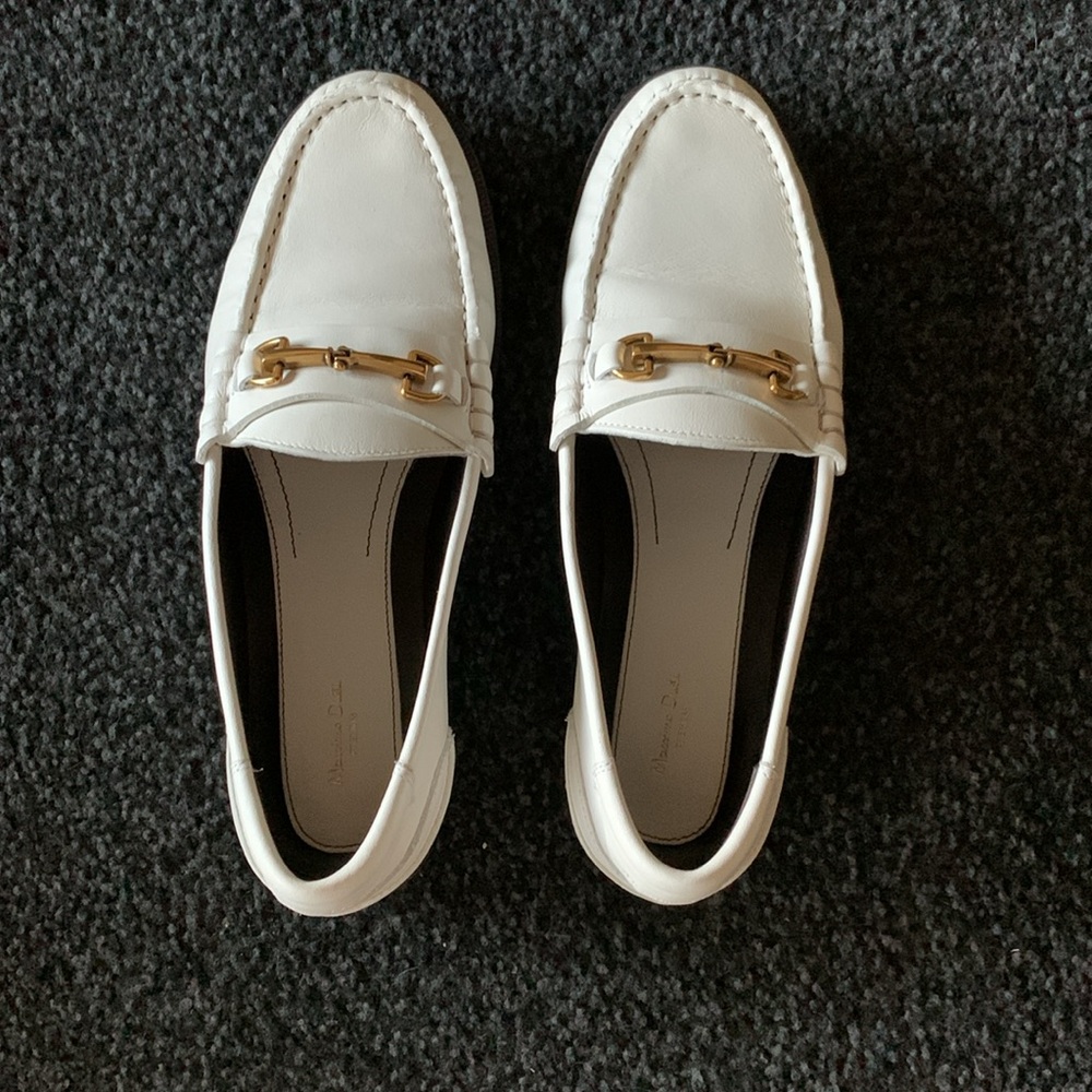 Massimo dutti white leather loafers 38